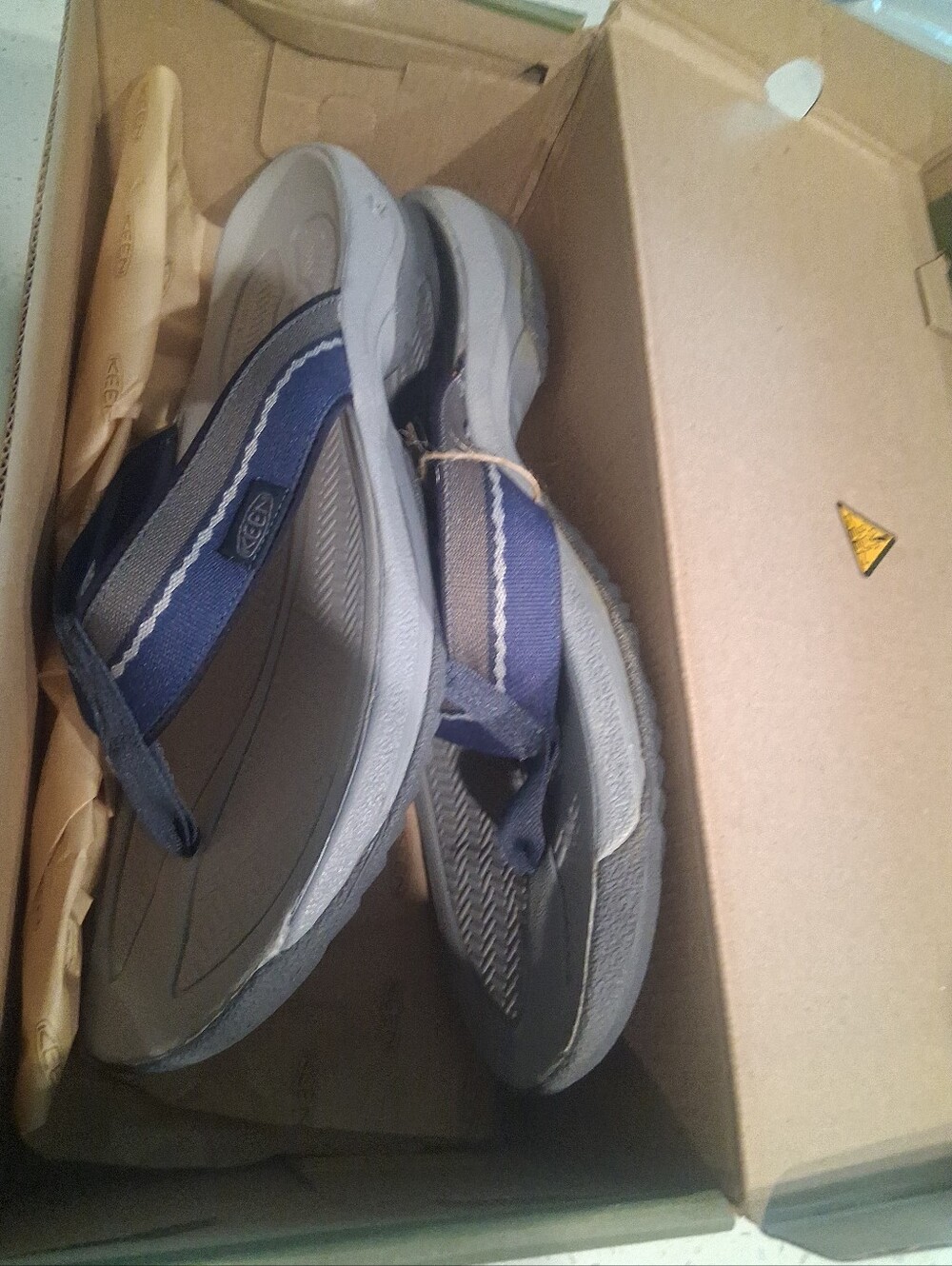 Keen Men's Navy and Gray Flip-Flops Size 13